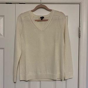 Talbots Ivory V-Neck 100% Cashmere Sweater - Sz L